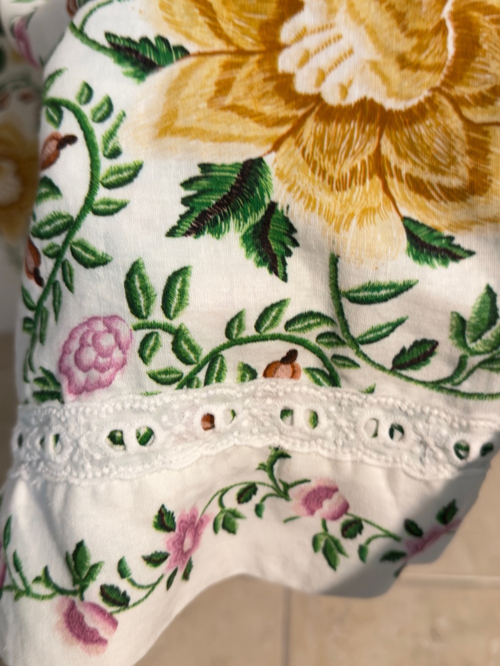 FARM RIO Folk Floral Linen Blend Wide-Leg Jumpsuit — Size XXS - Picture 5 of 15